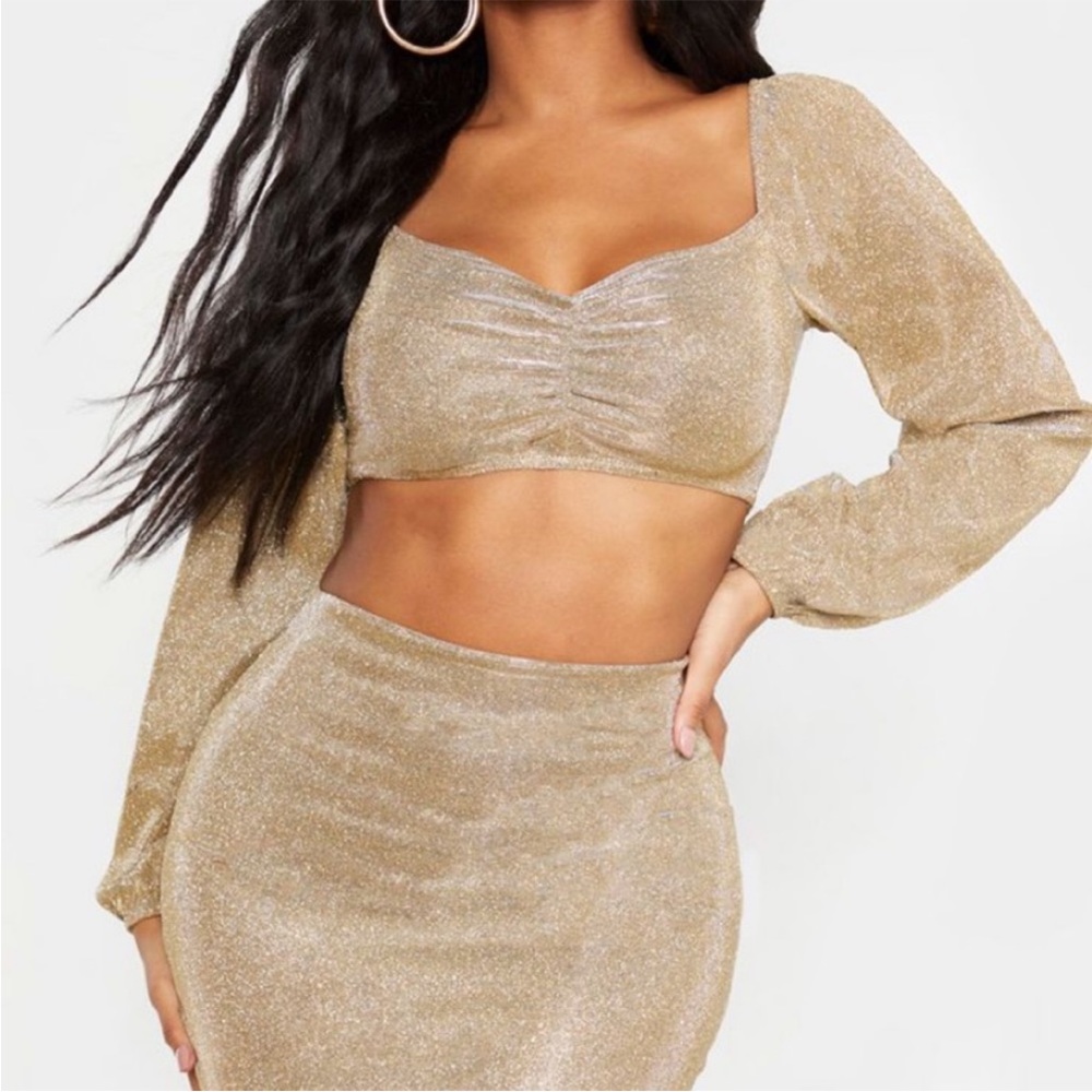Gold crop top perfect for celebrating